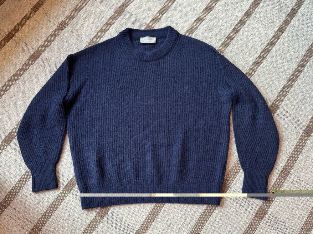 Everlane The Oversized Crew Sweater Knit Alpaca Navy Blue Medium Chunky